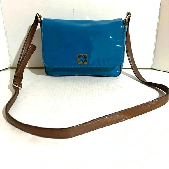 kate spade Handbags - Kate spade blue patent leather crossbody handbag